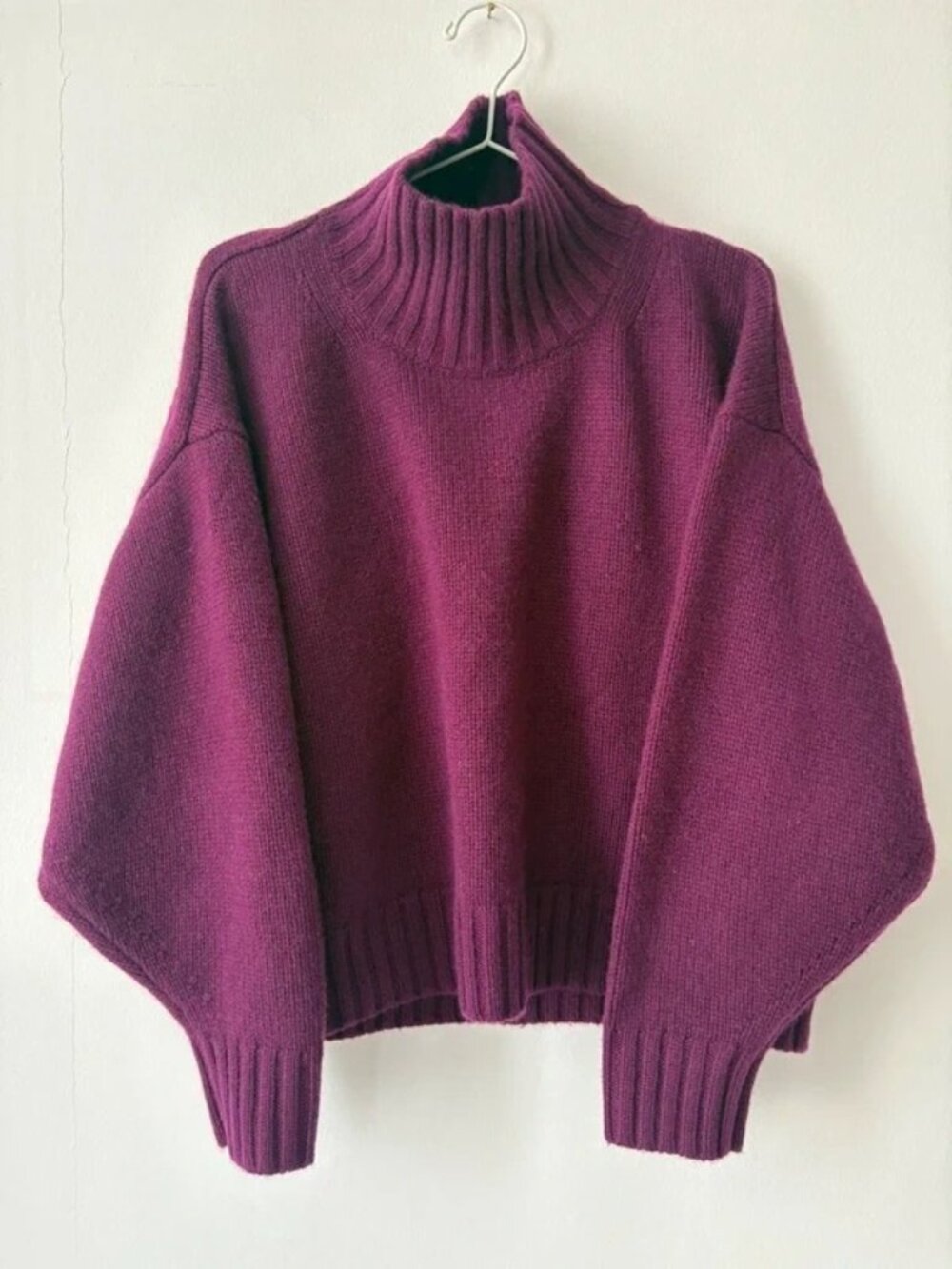 COS 100% Cashmere Chunky Turtleneck Sweater Purple Size S